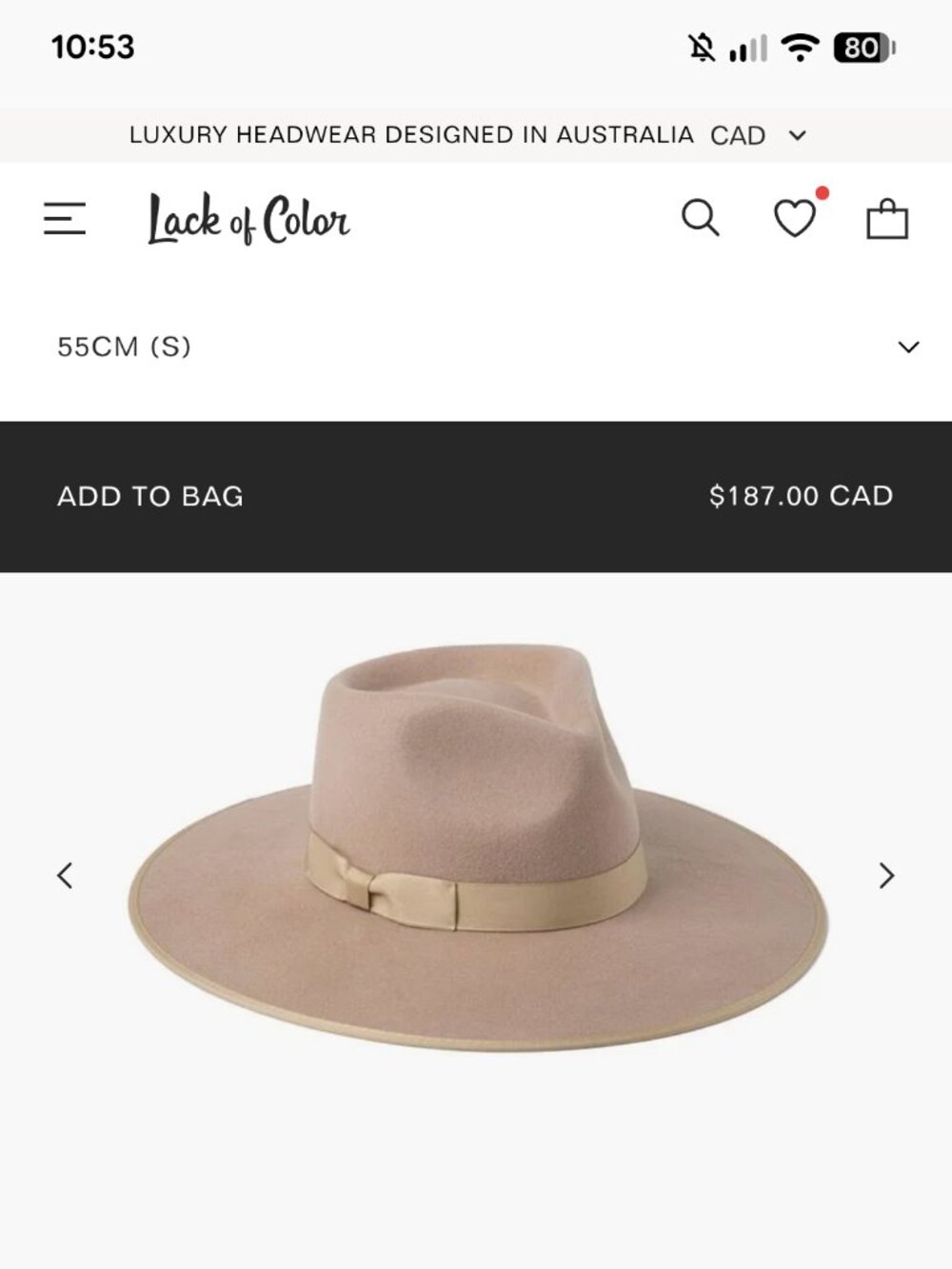Lack of color fawn rancher wool hat